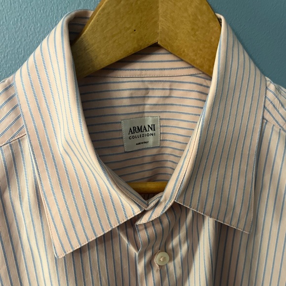 Armani Mens Shirt in Pink w/ a Blue Stripe Through It!! - Picture 1 of 16